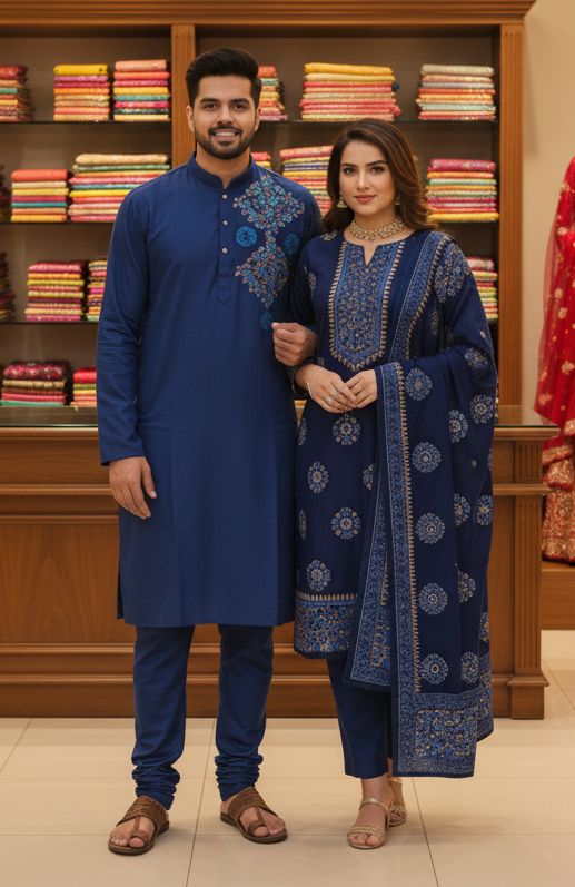 Panjabi Three Piece Couple Set